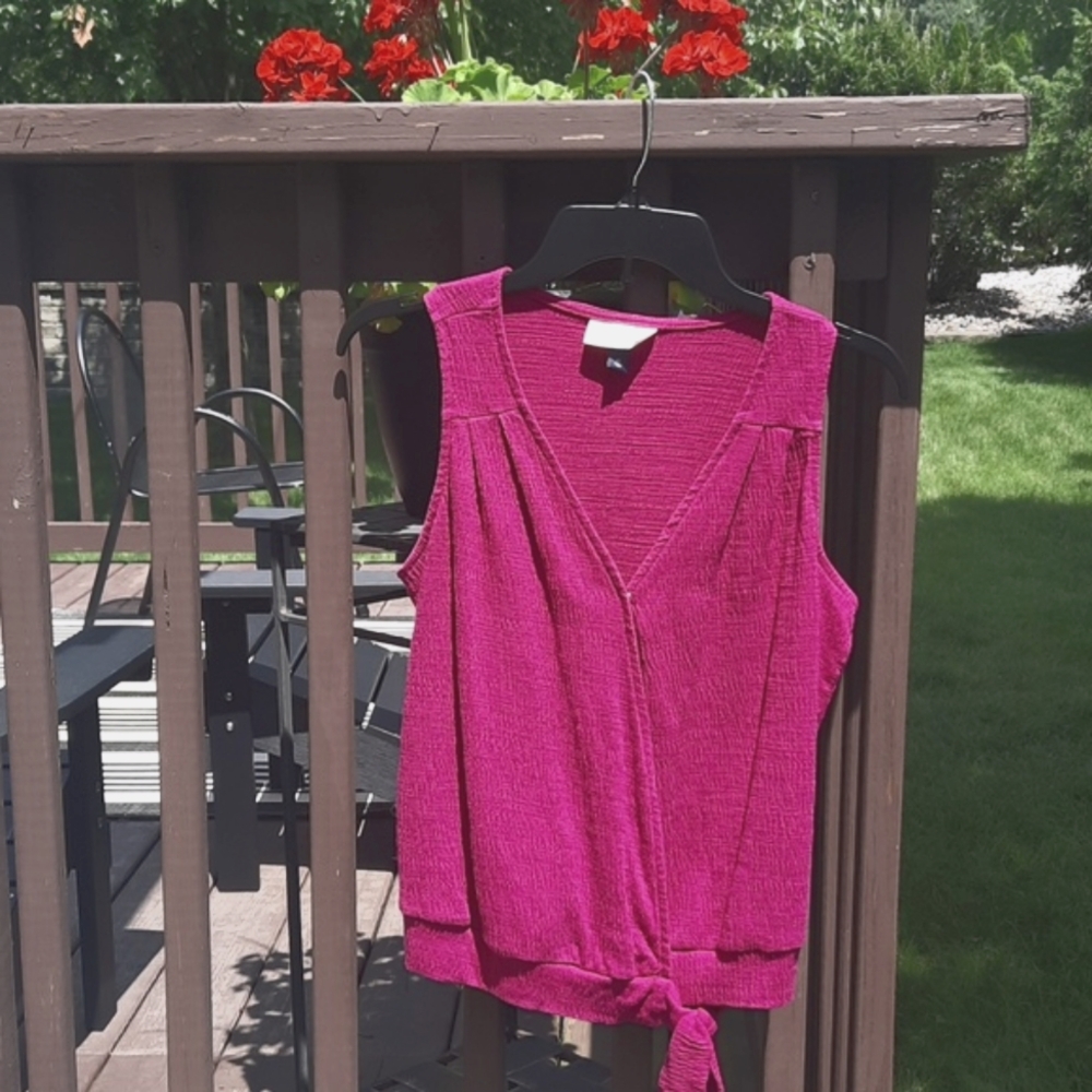 Magenta Faux Wrap Sleeveless Top XS